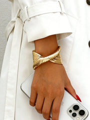Women's Geometric Line Decor Adjustable Wide Bangle
