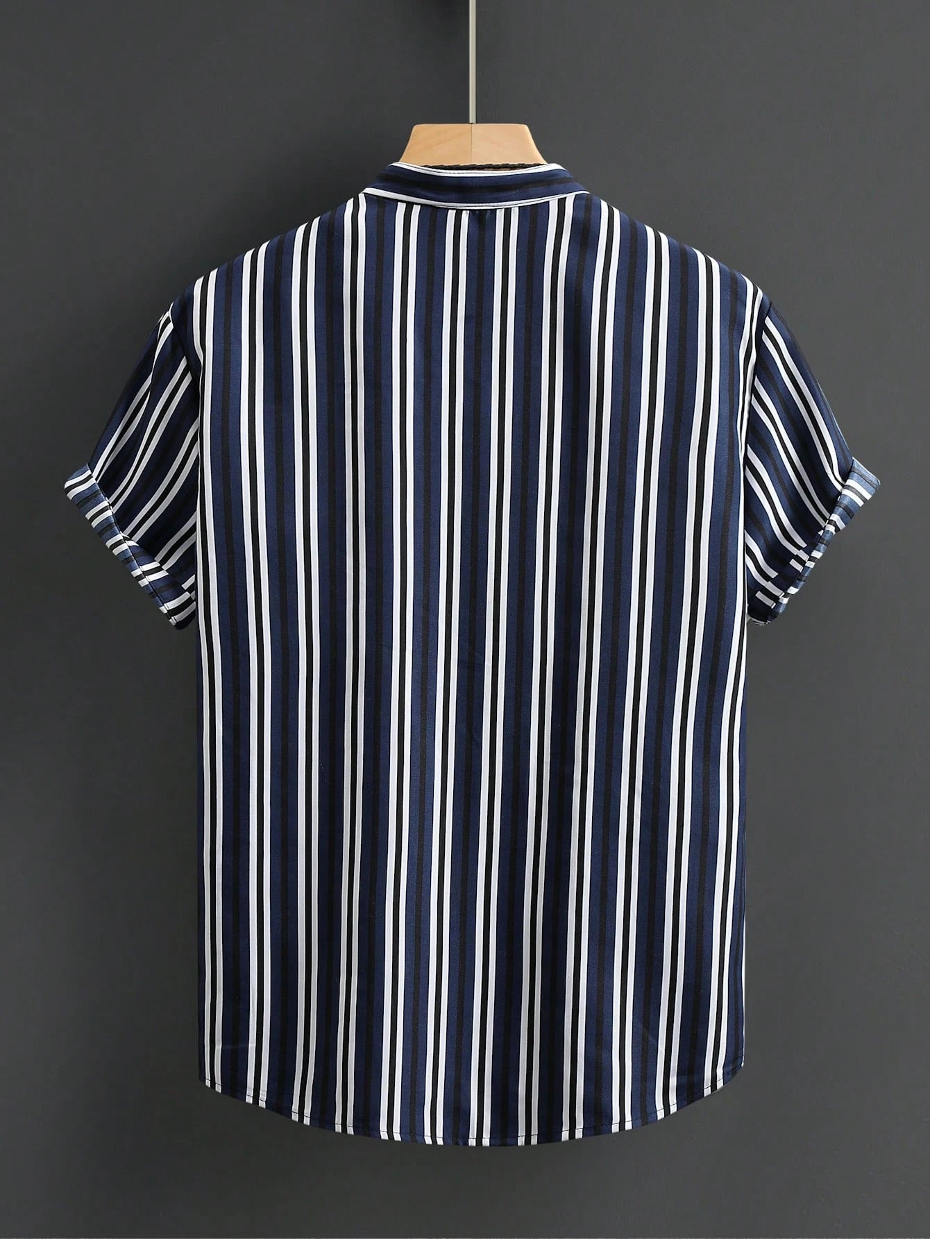 Men's Casual Colorblock Striped Short Sleeve Button Up Shirt
