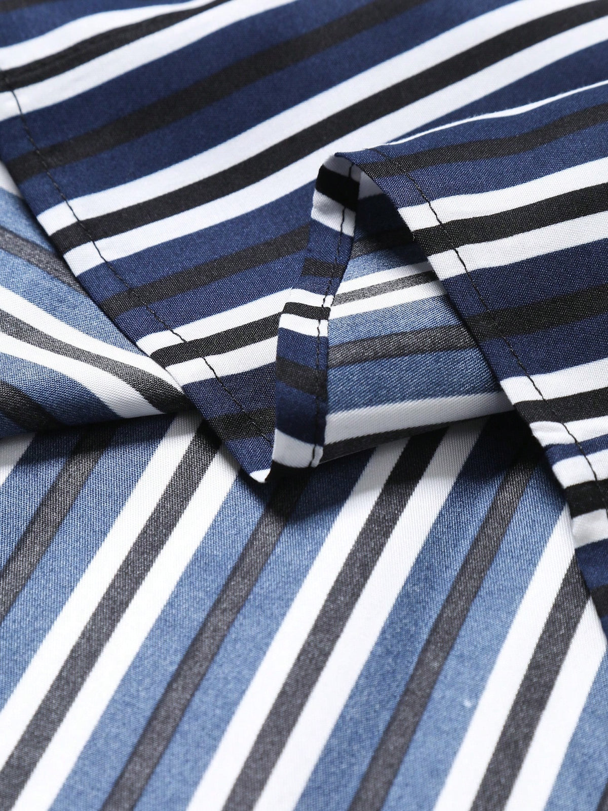 Men's Casual Colorblock Striped Short Sleeve Button Up Shirt