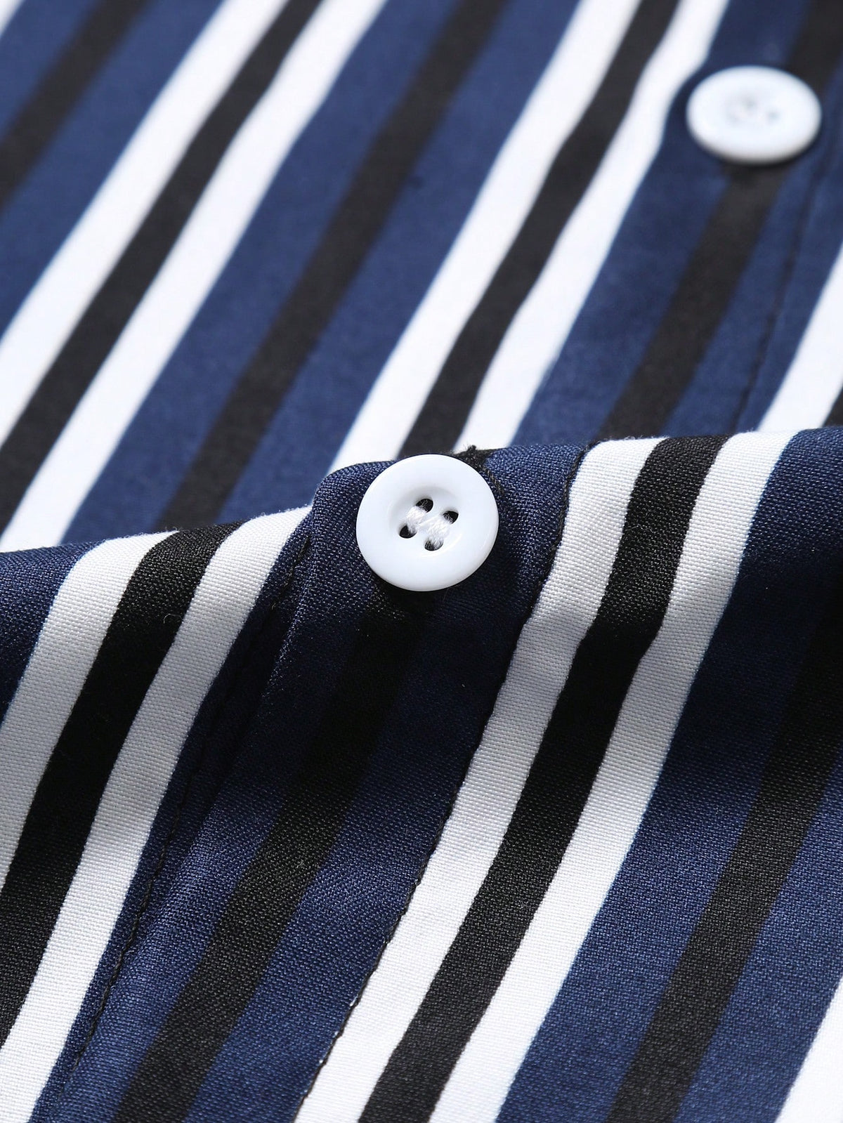 Men's Casual Colorblock Striped Short Sleeve Button Up Shirt