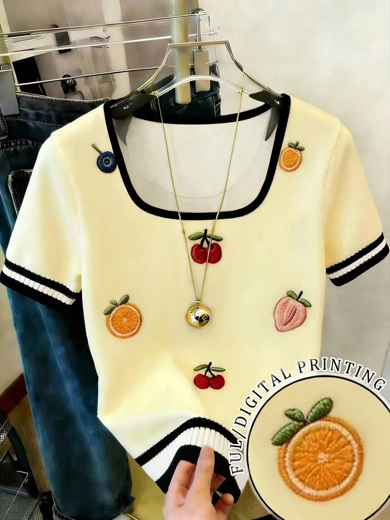 Women's Casual Fruit Graphic Short Sleeve T-Shirt