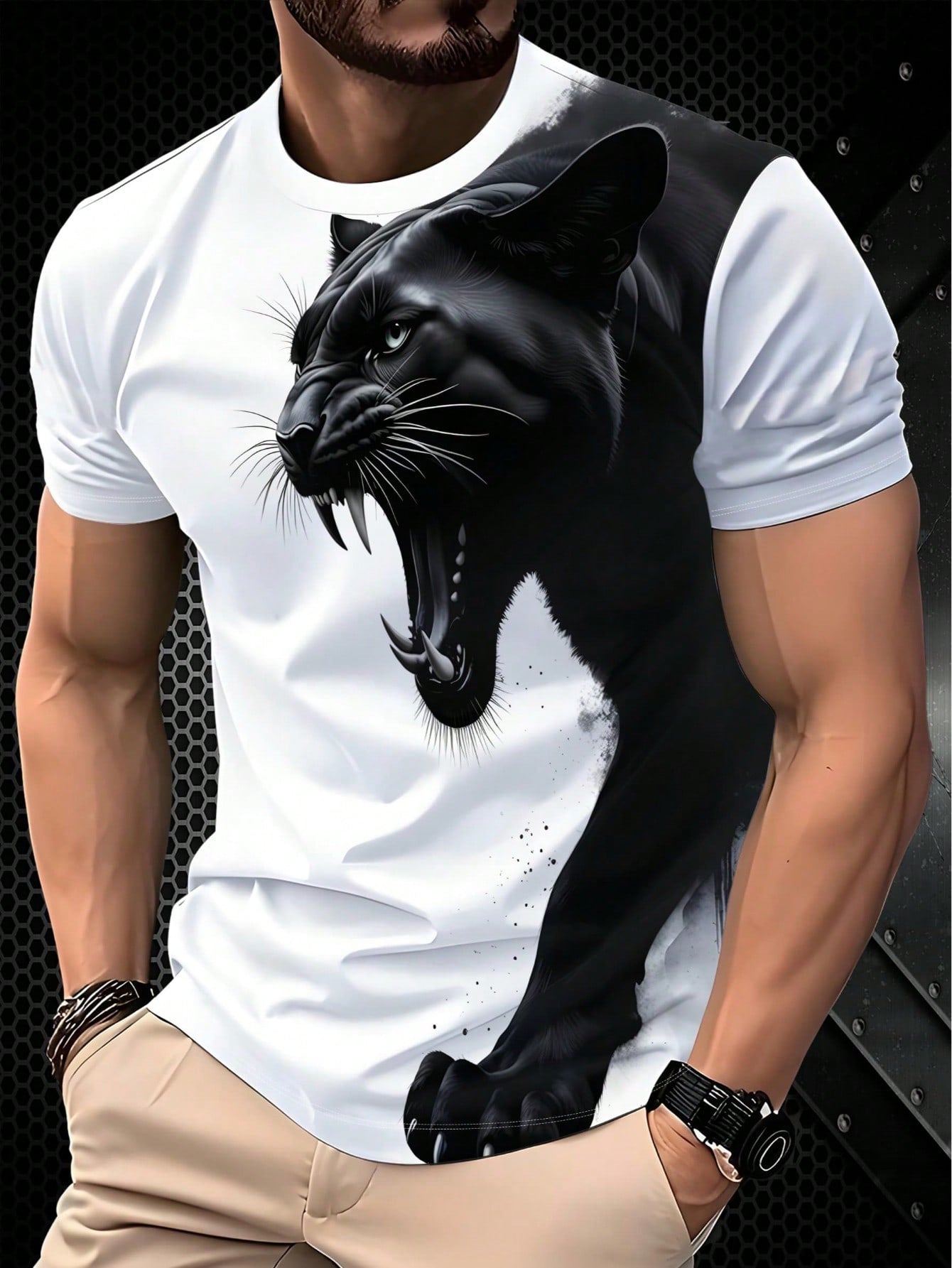 Men's Casual Sports 3D Print Pattern T-Shirt Regular Fit