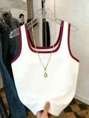 Women's Contrast Trim Slim Fit Versatile Tank Top