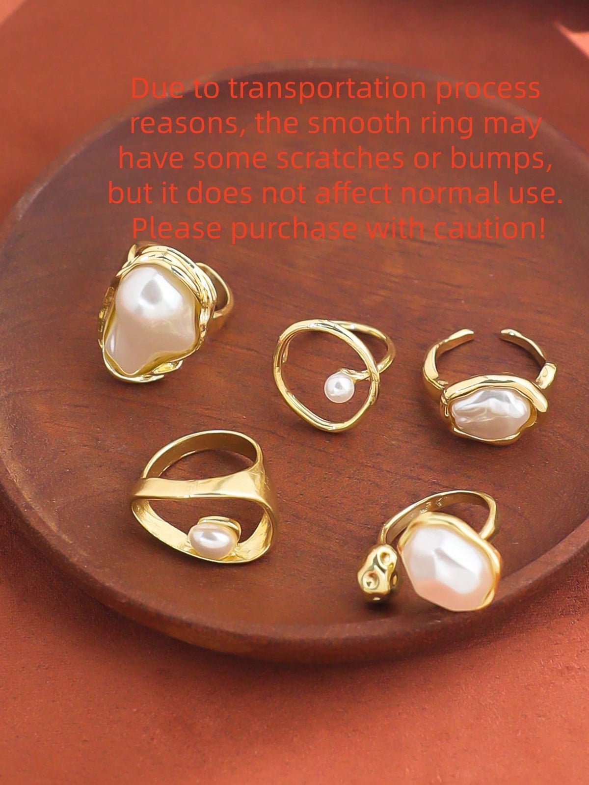 Women's Gold-Tone Faux Pearl Geometric Open Ring Set