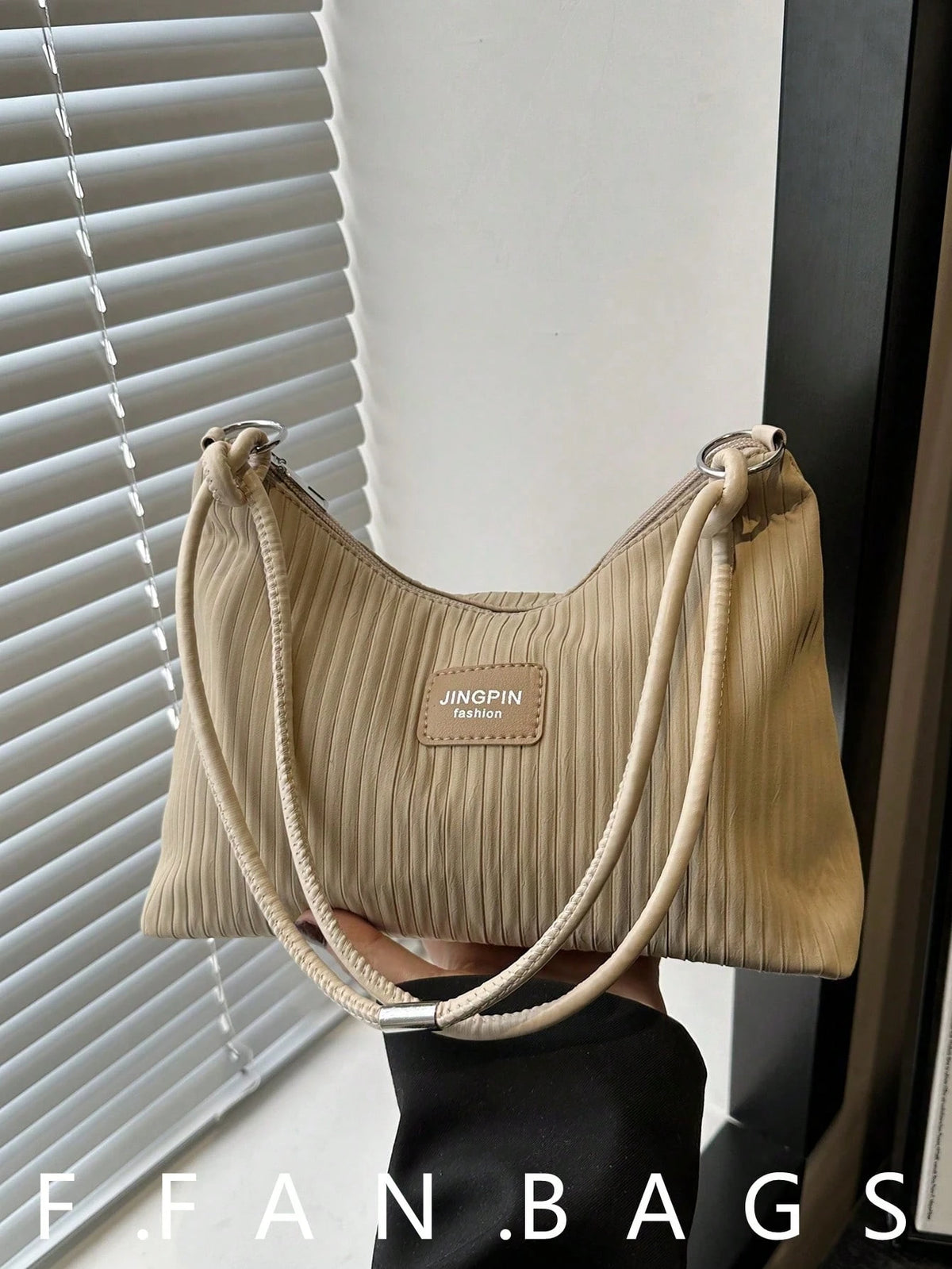 Women's Casual Crease Striped Solid Shoulder Underarm Handbag