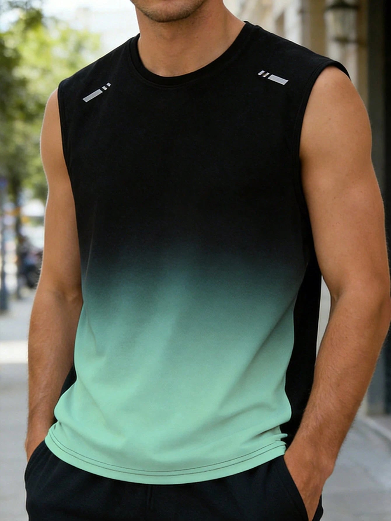 Men's Casual Ombre Letter Print Sleeveless Workout Tank Top