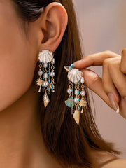 Women's Asymmetric Ocean Theme Boho Pendant Drop Earrings