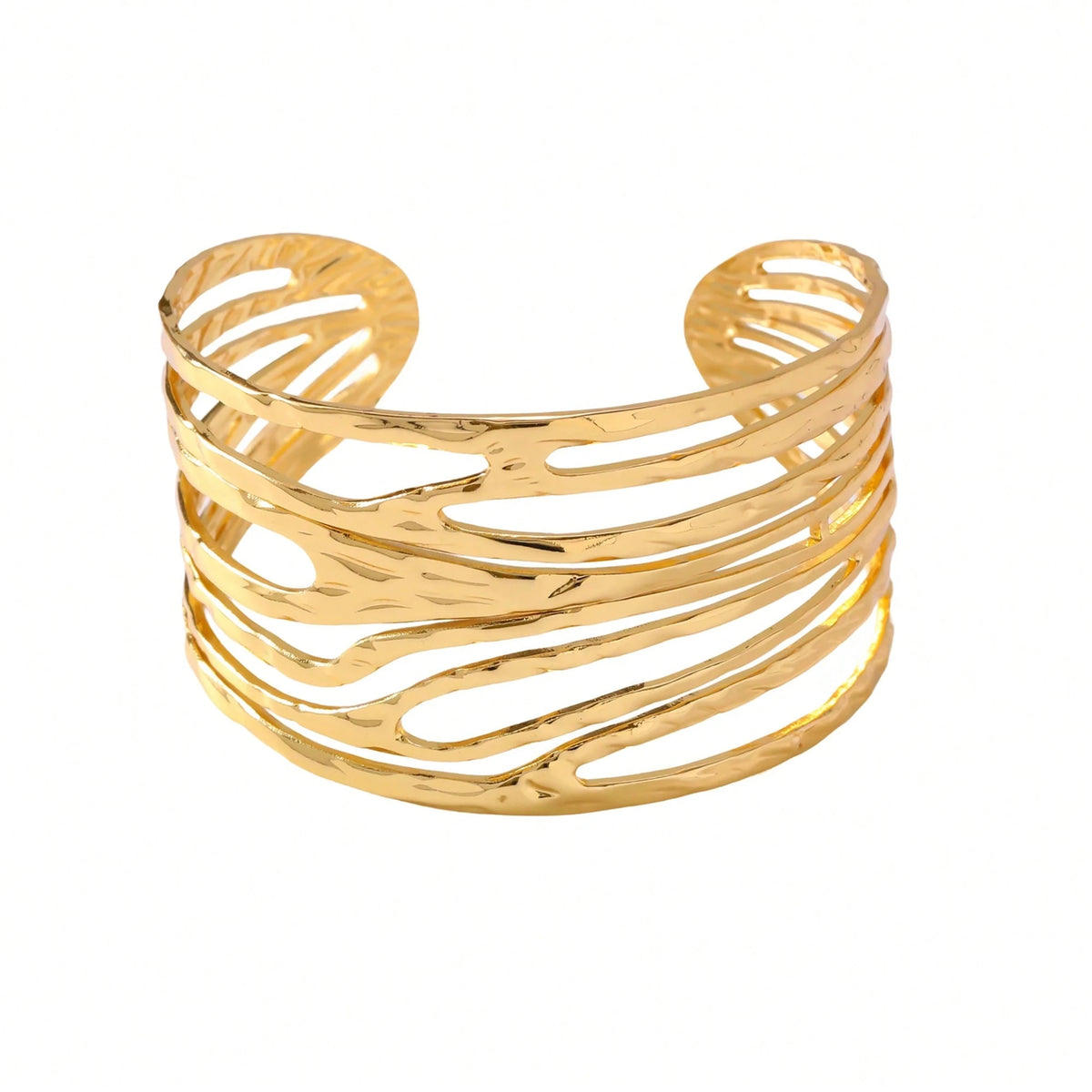 Women's Asymmetrical Geometric Stainless Steel Gold Bangle Bracelet