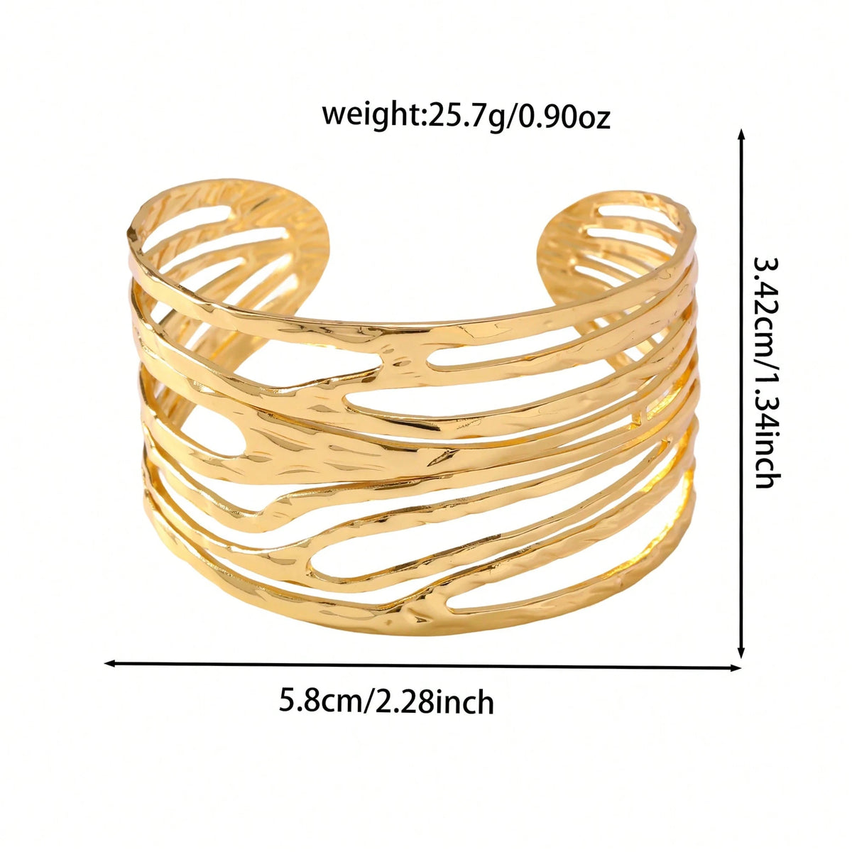 Women's Asymmetrical Geometric Stainless Steel Gold Bangle Bracelet