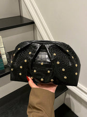 Women's Casual Pleated Cloud Pattern Rivet PU Handbag