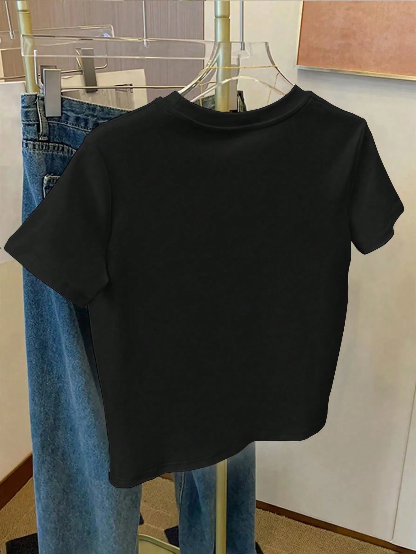 Women's Casual Cartoon Bear Print Round Neck Short Sleeve T-Shirt