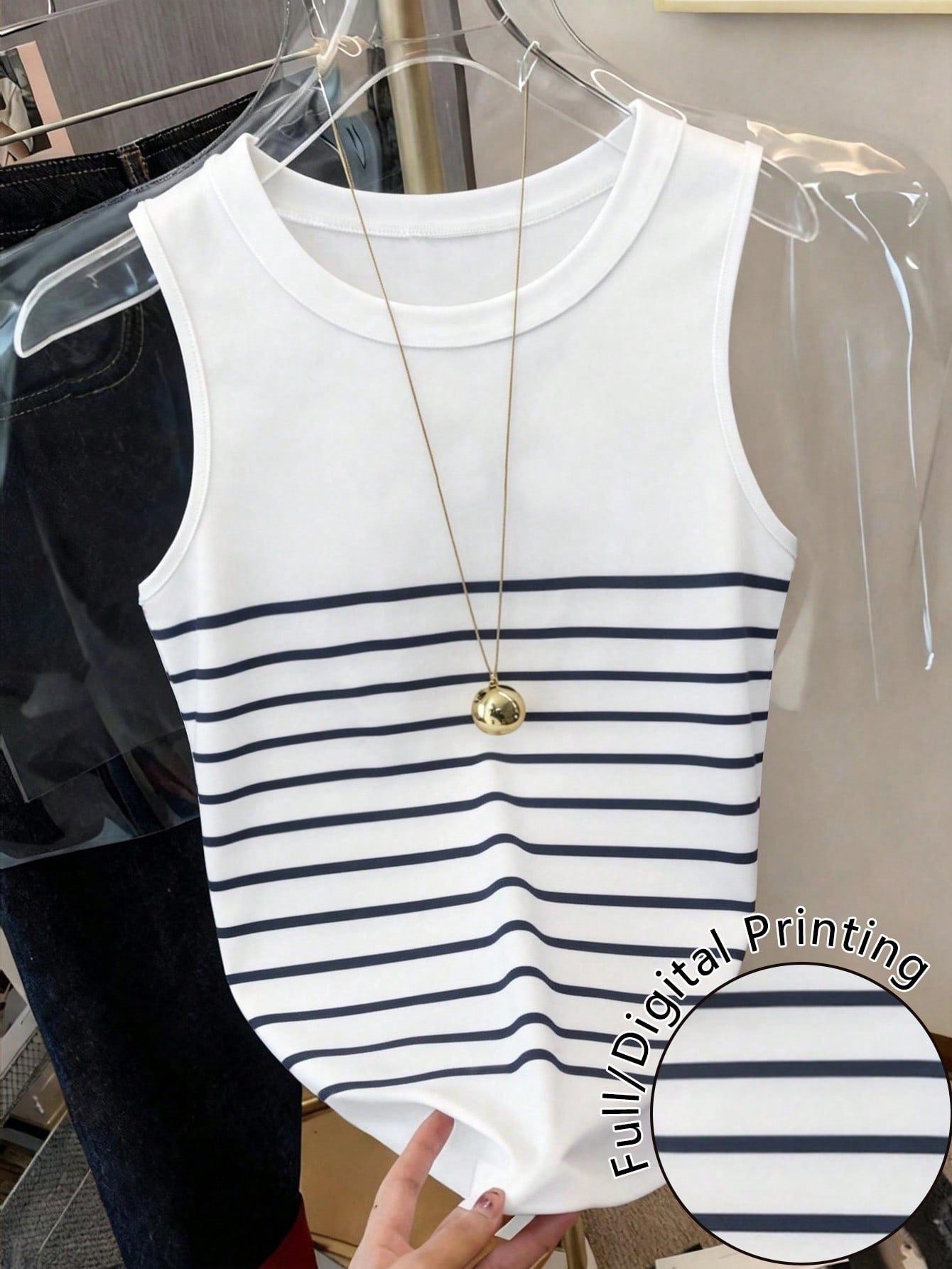 Resyla Women's Striped Crew Neck Casual Top Multicolor