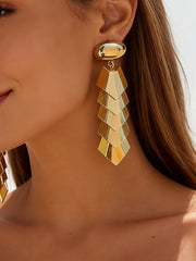 Women's Geometric Asymmetrical Metallic Dangle Drop Earrings