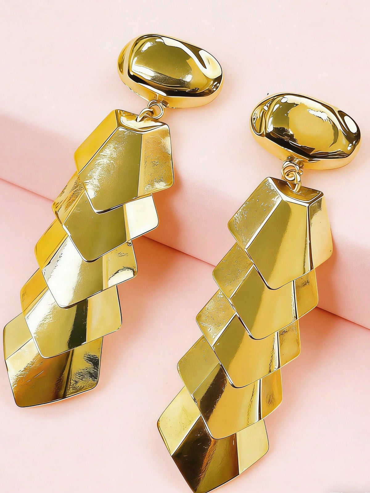 Women's Geometric Asymmetrical Metallic Dangle Drop Earrings