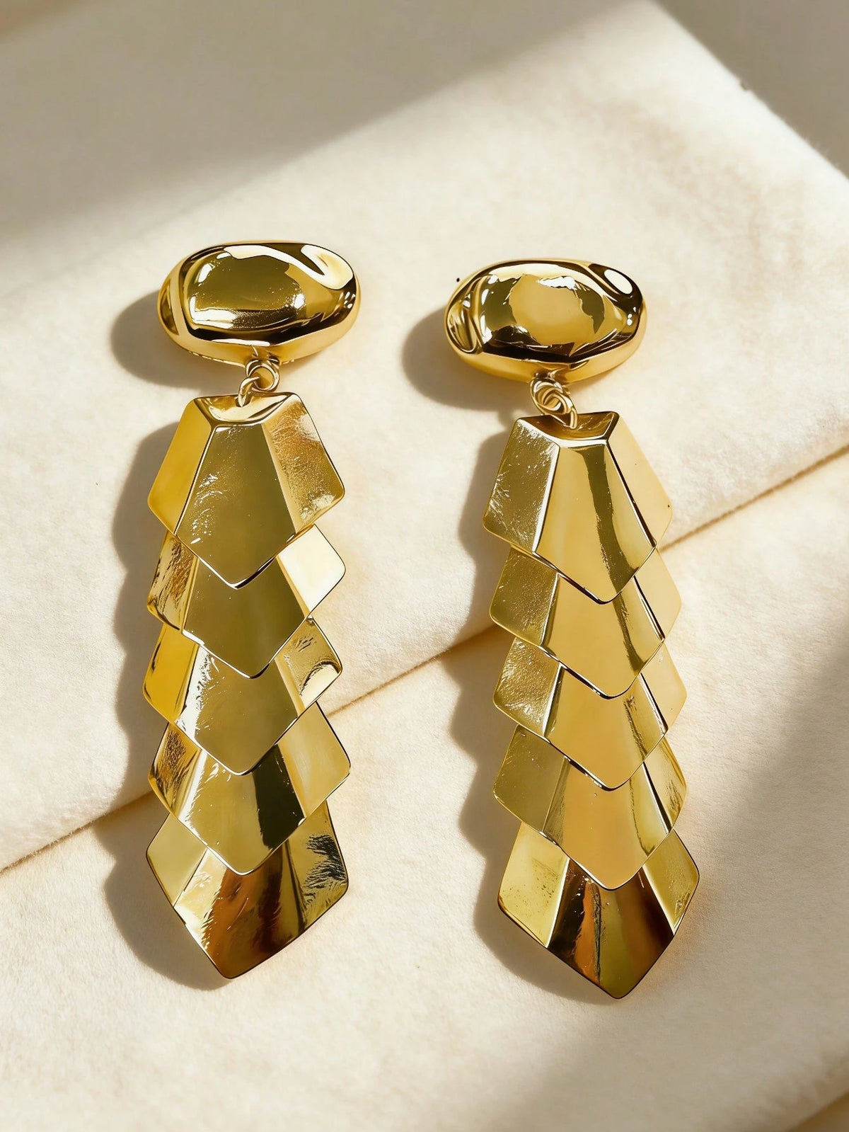 Women's Geometric Asymmetrical Metallic Dangle Drop Earrings