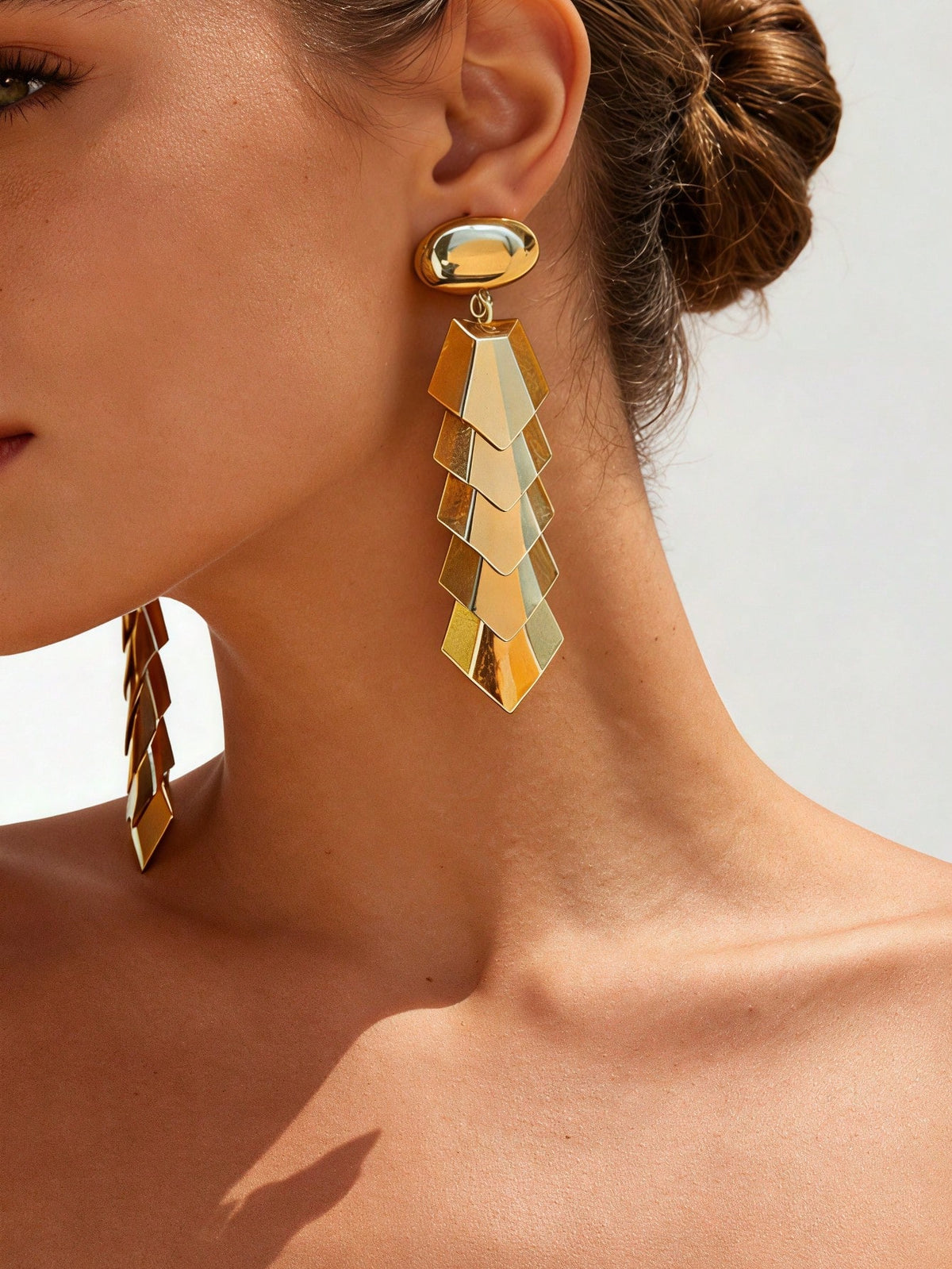 Women's Geometric Asymmetrical Metallic Dangle Drop Earrings