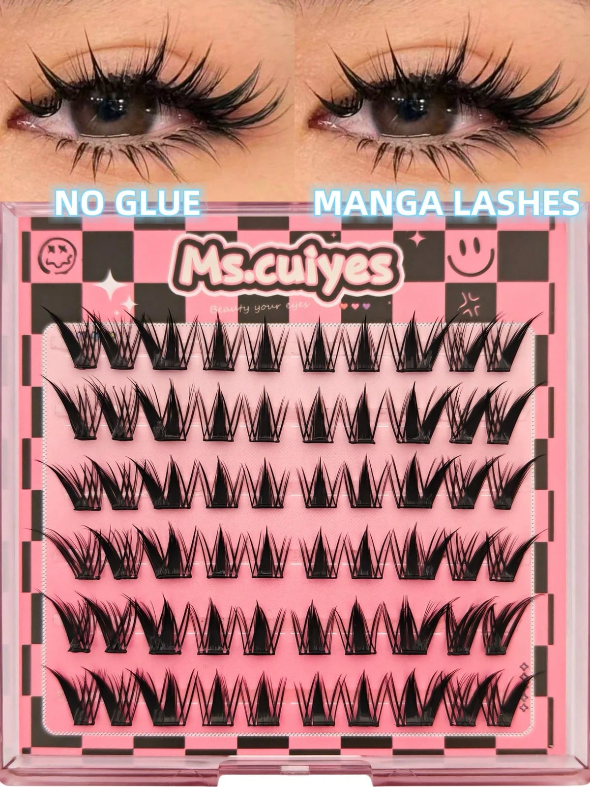 Women's Fairy Spiky C Curl Glue-Free Adhesive Eyelash Cluster Set