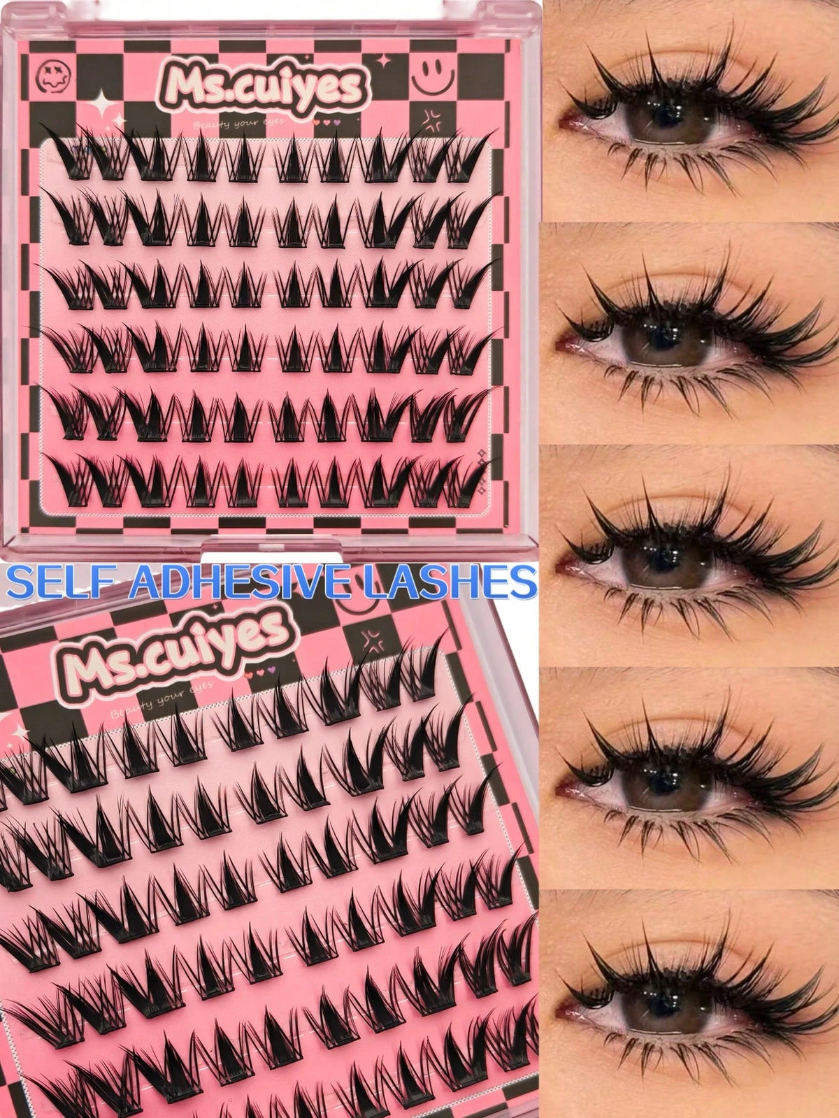 Women's Fairy Spiky C Curl Glue-Free Adhesive Eyelash Cluster Set