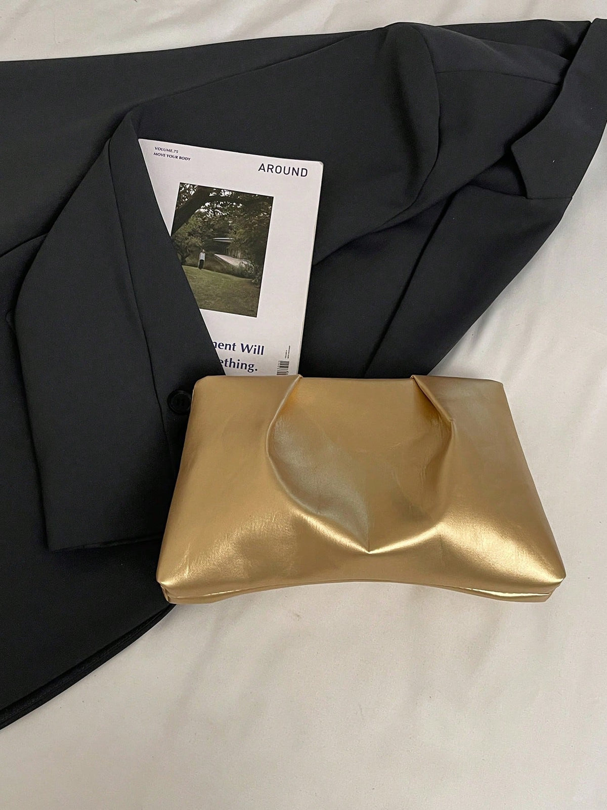Women's Fashion Solid Pleated Envelope Clutch Bag