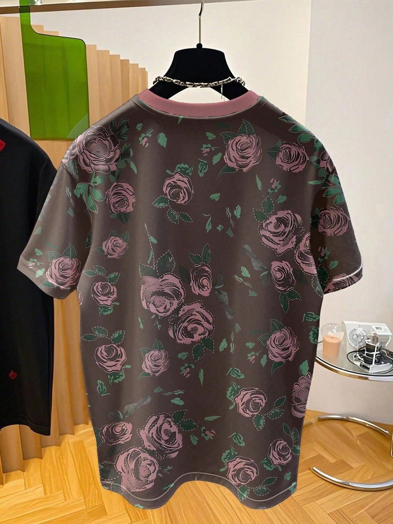 Women's Rose Graphic Print Casual Short Sleeve Pullover T-Shirt