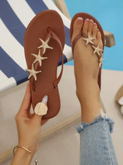 Women's Starfish Decor Flat Toe-Post Casual Beach Flip Flop Sandals