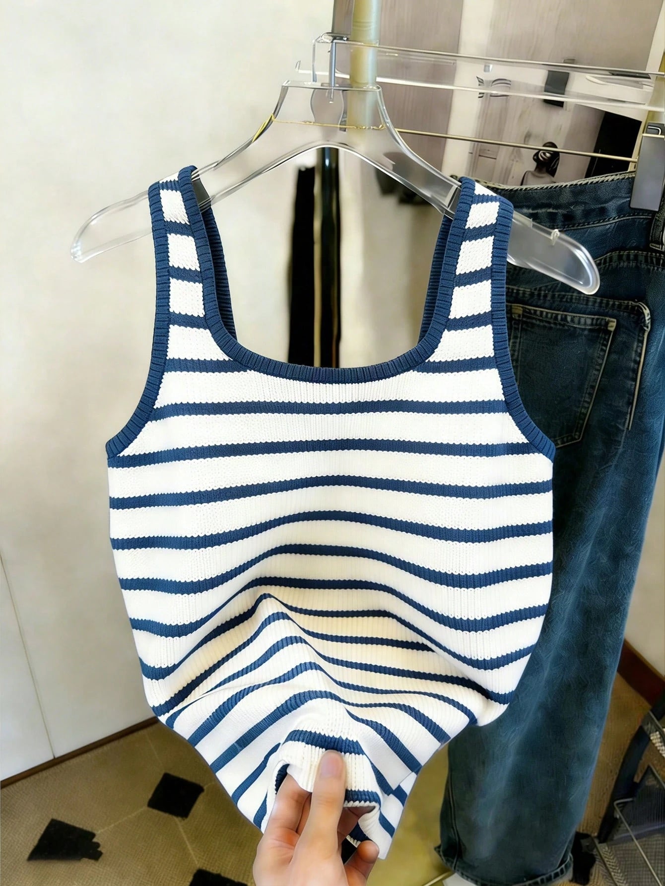 Resyla Women's Dachshund Striped Print Fitted Tank Top