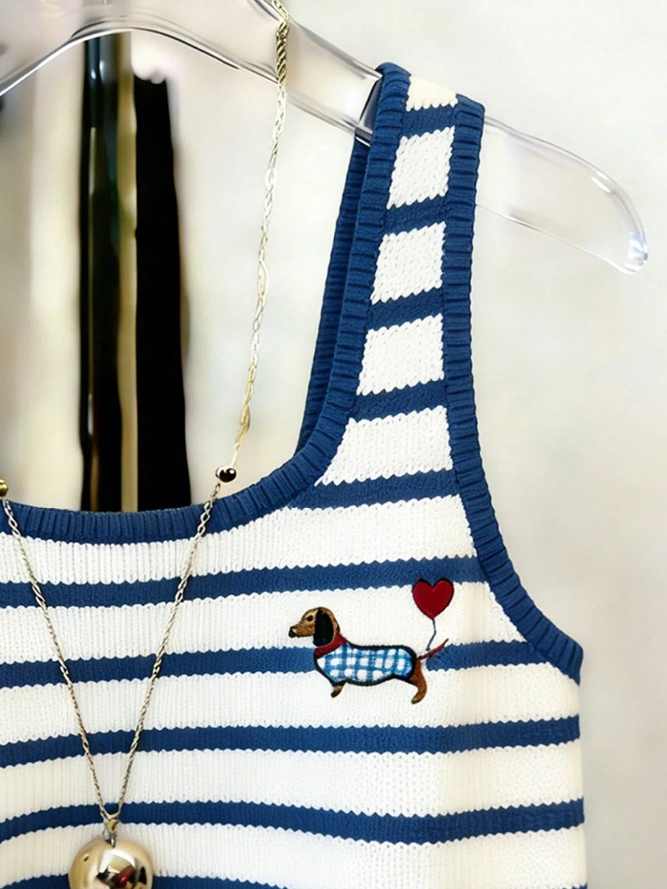 Resyla Women's Dachshund Striped Print Fitted Tank Top