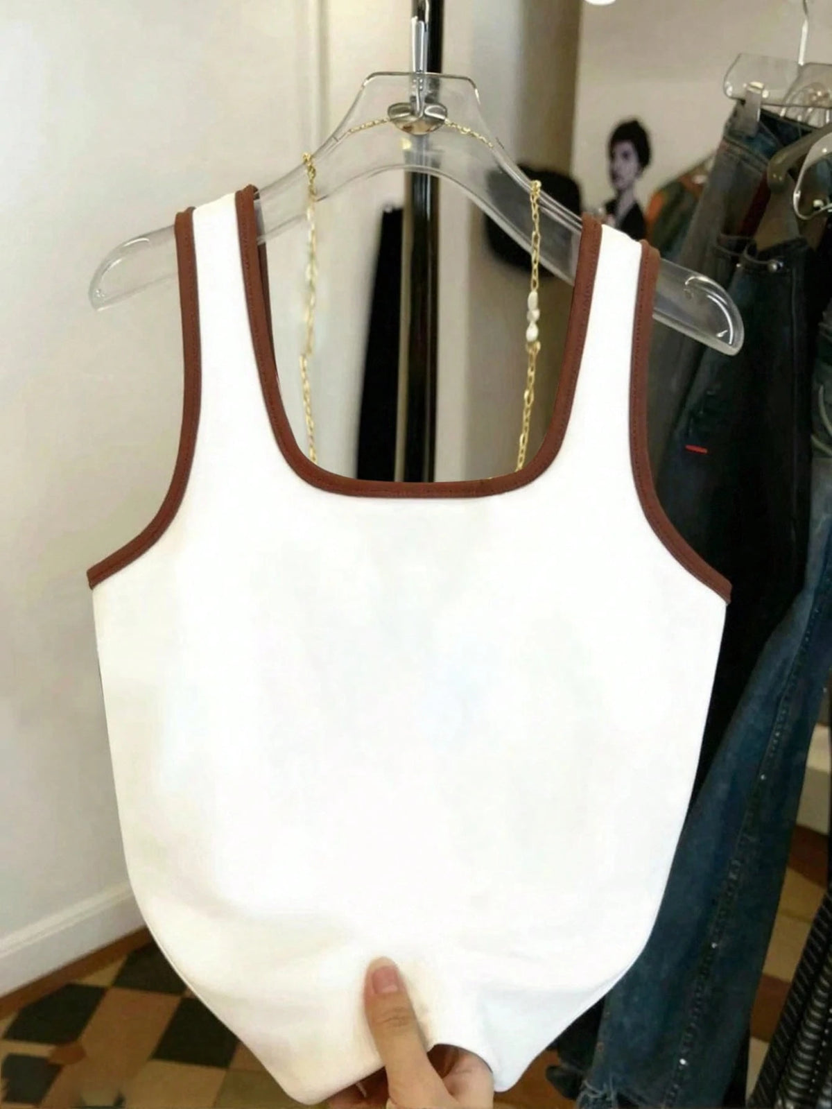 Women's Panda Print Contrast Color Fitted Sleeveless Tank Top