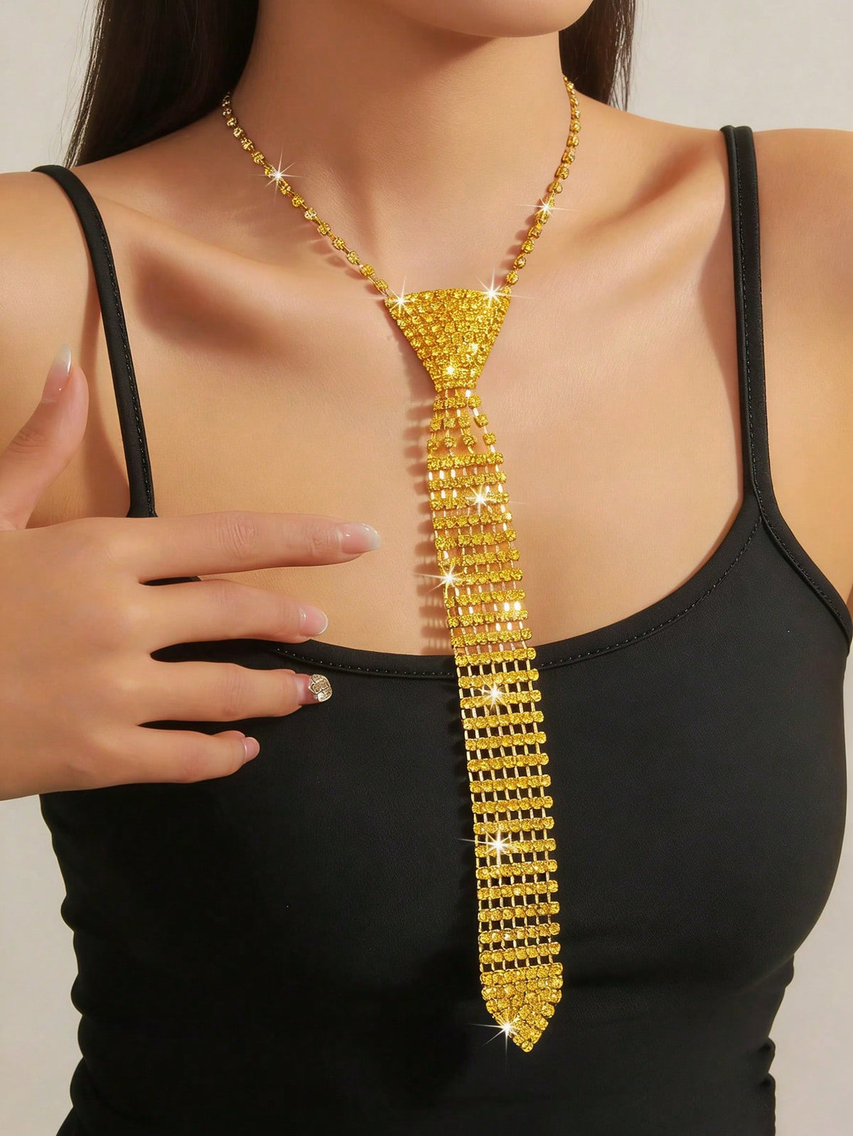 Women's Rhinestone Sparkling Necktie for Wedding Party and Events