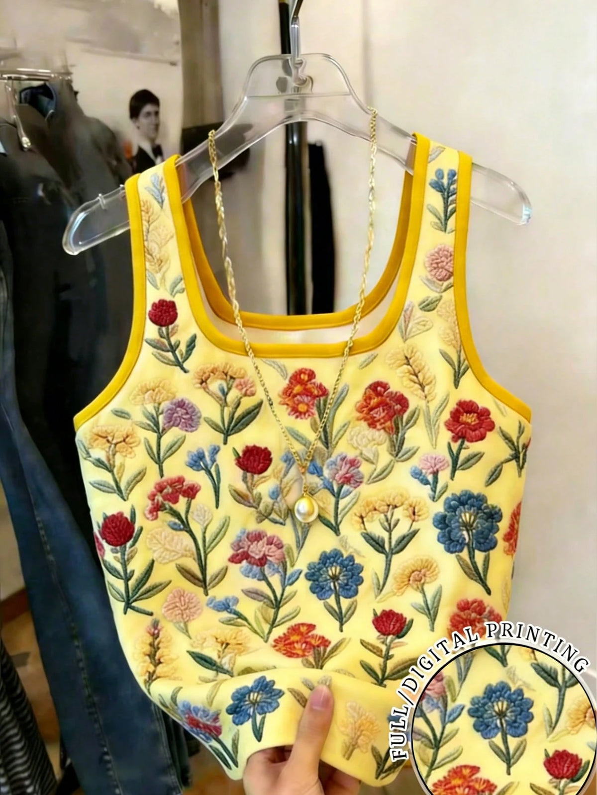 Women's Floral Embroidery Pattern Casual Tank Top