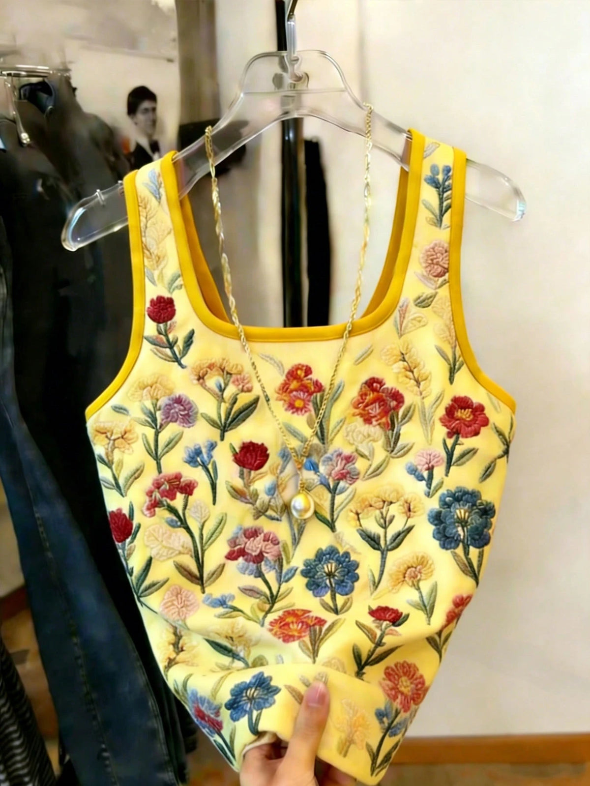 Women's Floral Embroidery Pattern Casual Tank Top