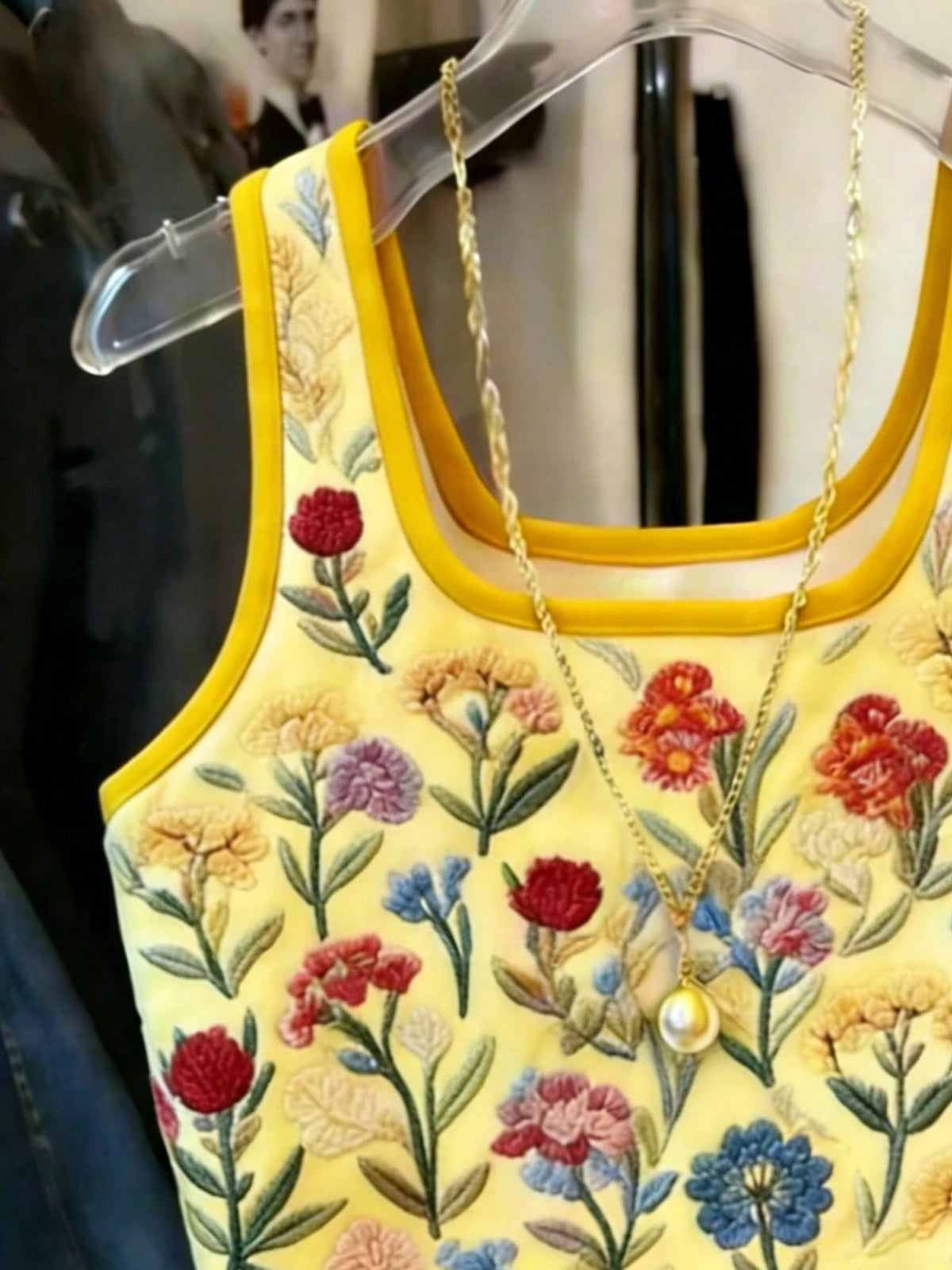 Women's Floral Embroidery Pattern Casual Tank Top