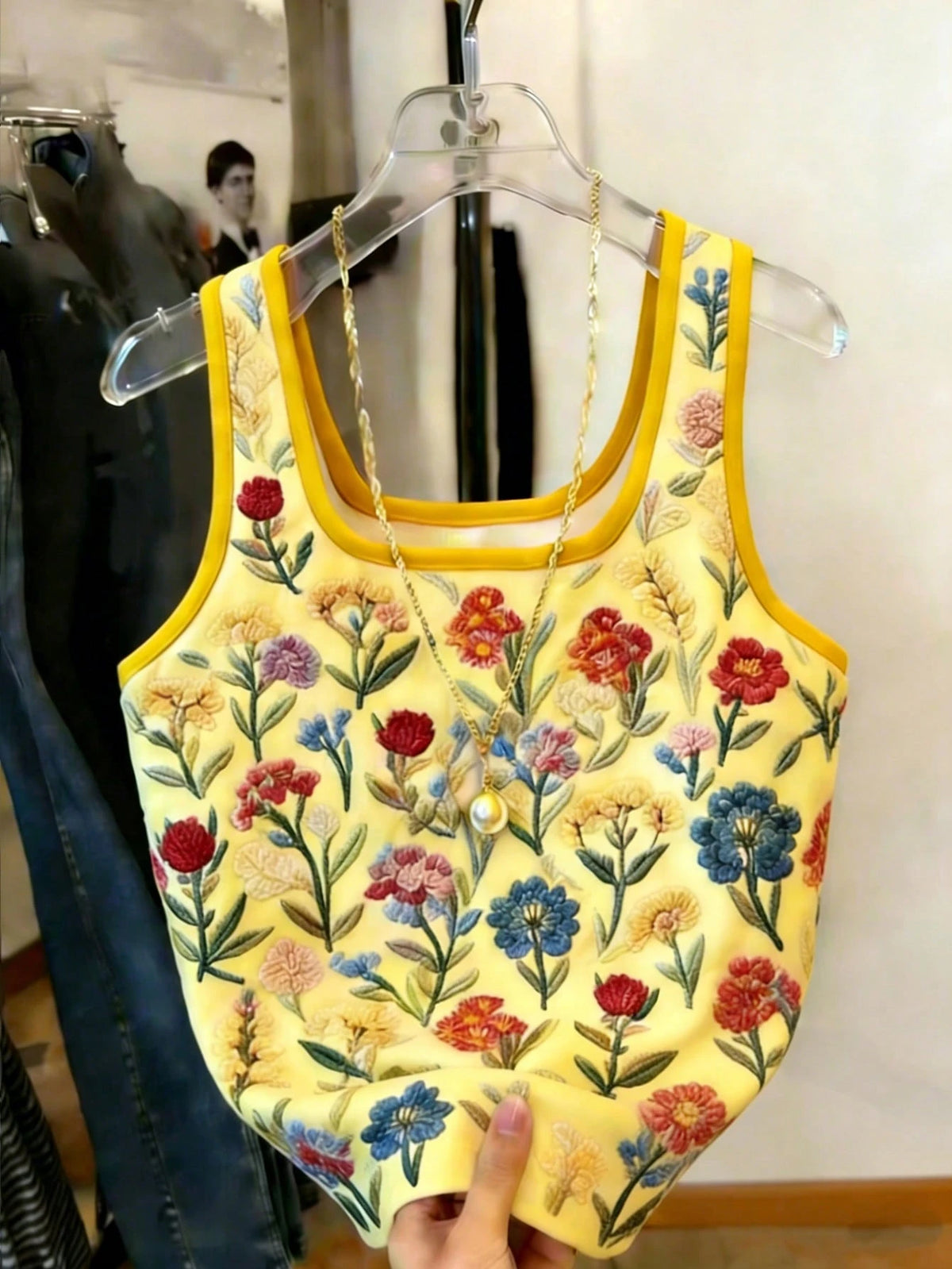 Women's Floral Embroidery Pattern Casual Tank Top