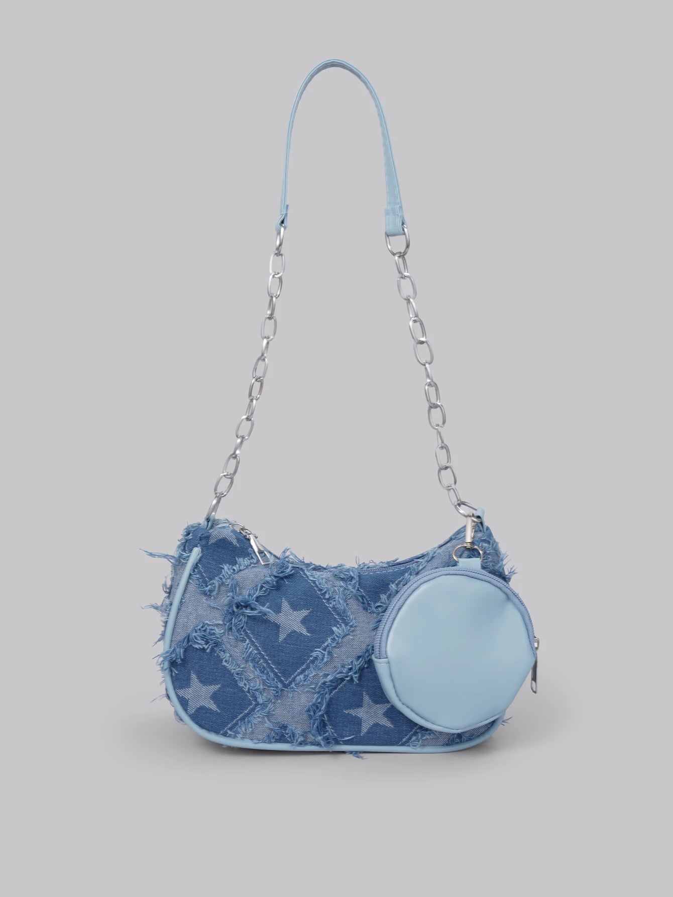 DareSee Star Print Nylon Crossbody Bag with Metal Chain Strap