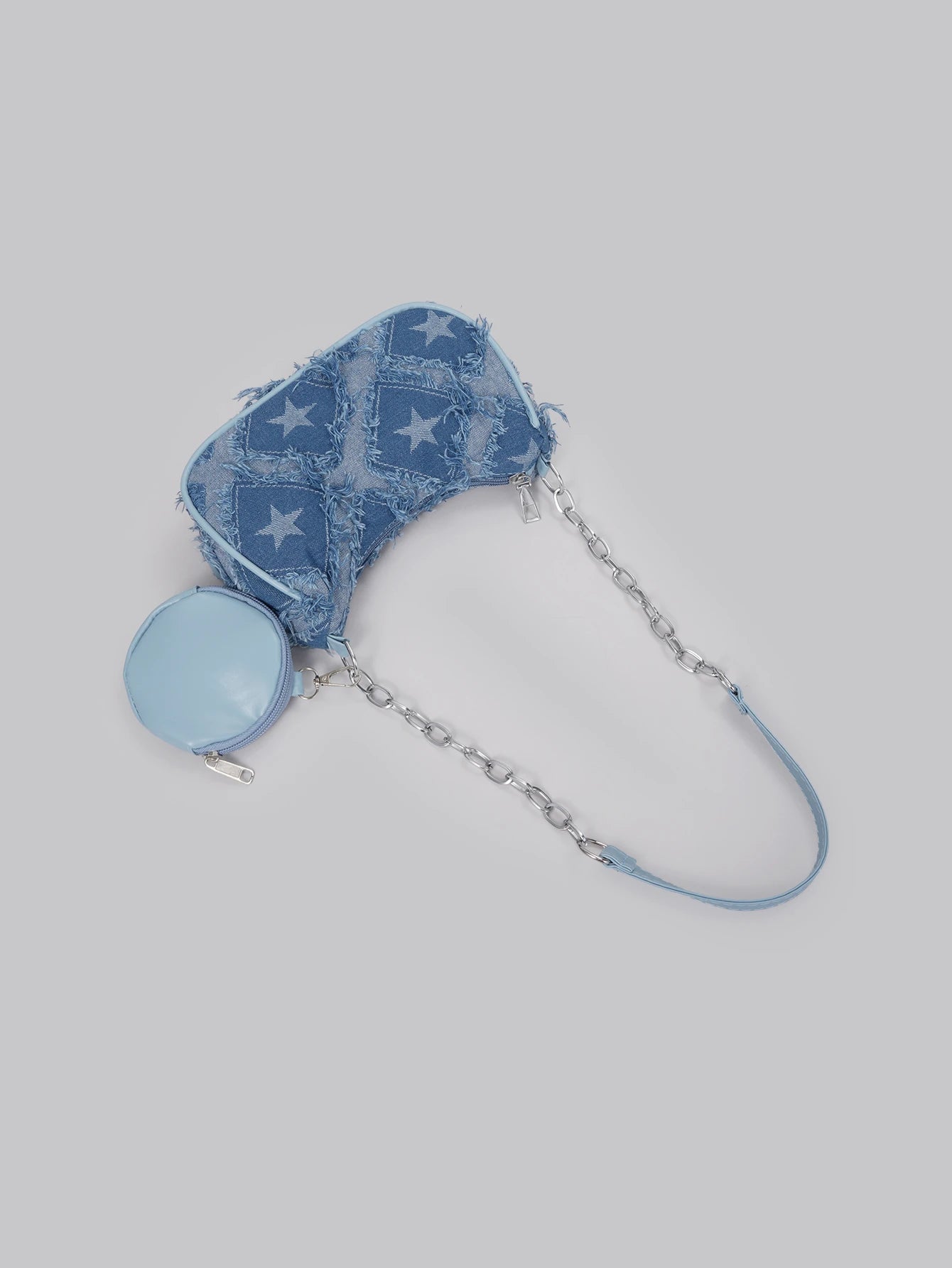 DareSee Star Print Nylon Crossbody Bag with Metal Chain Strap