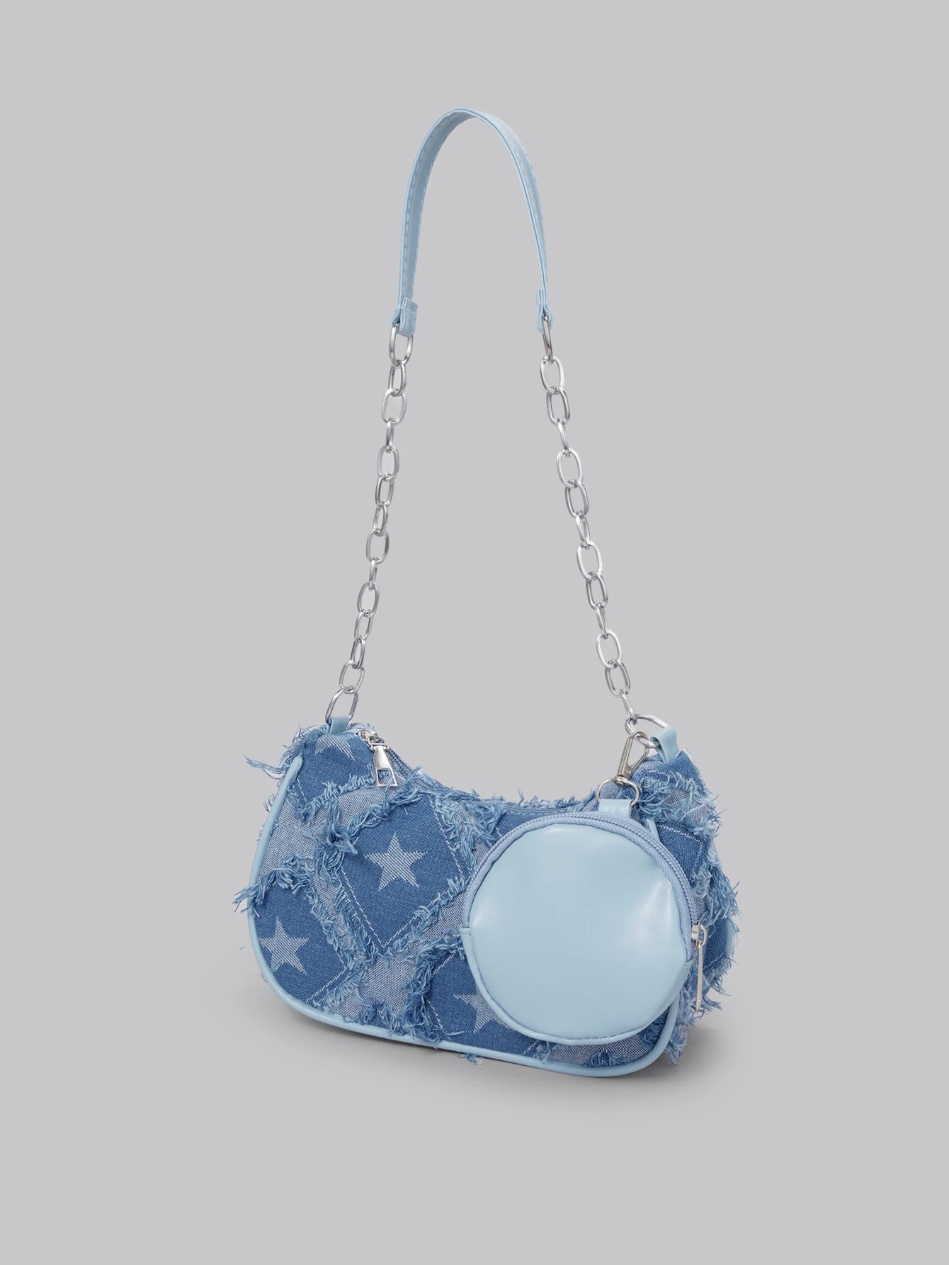 DareSee Star Print Nylon Crossbody Bag with Metal Chain Strap