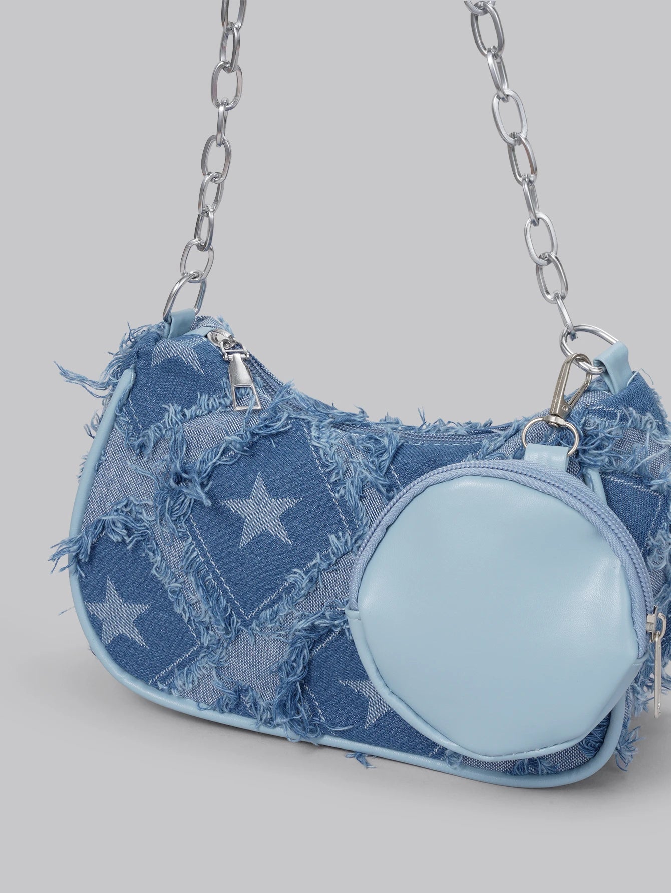 DareSee Star Print Nylon Crossbody Bag with Metal Chain Strap