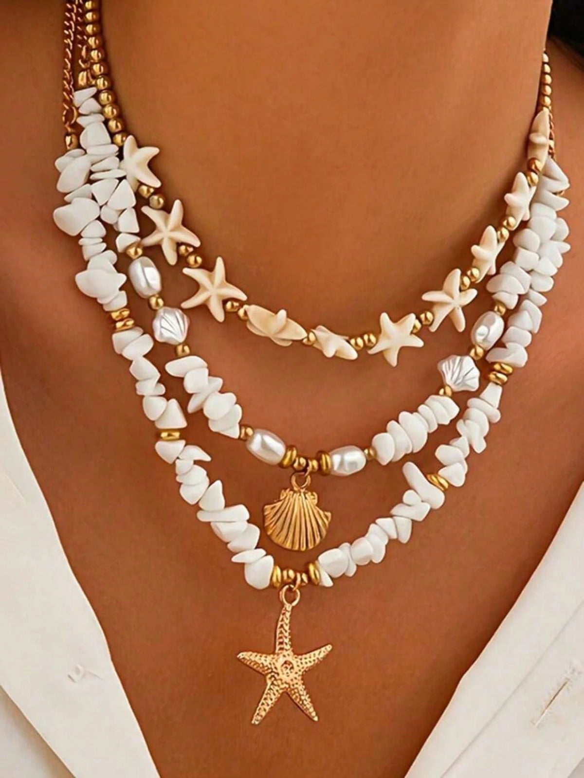 Women's Bohemian Beach Vacation Pendant Necklace Set