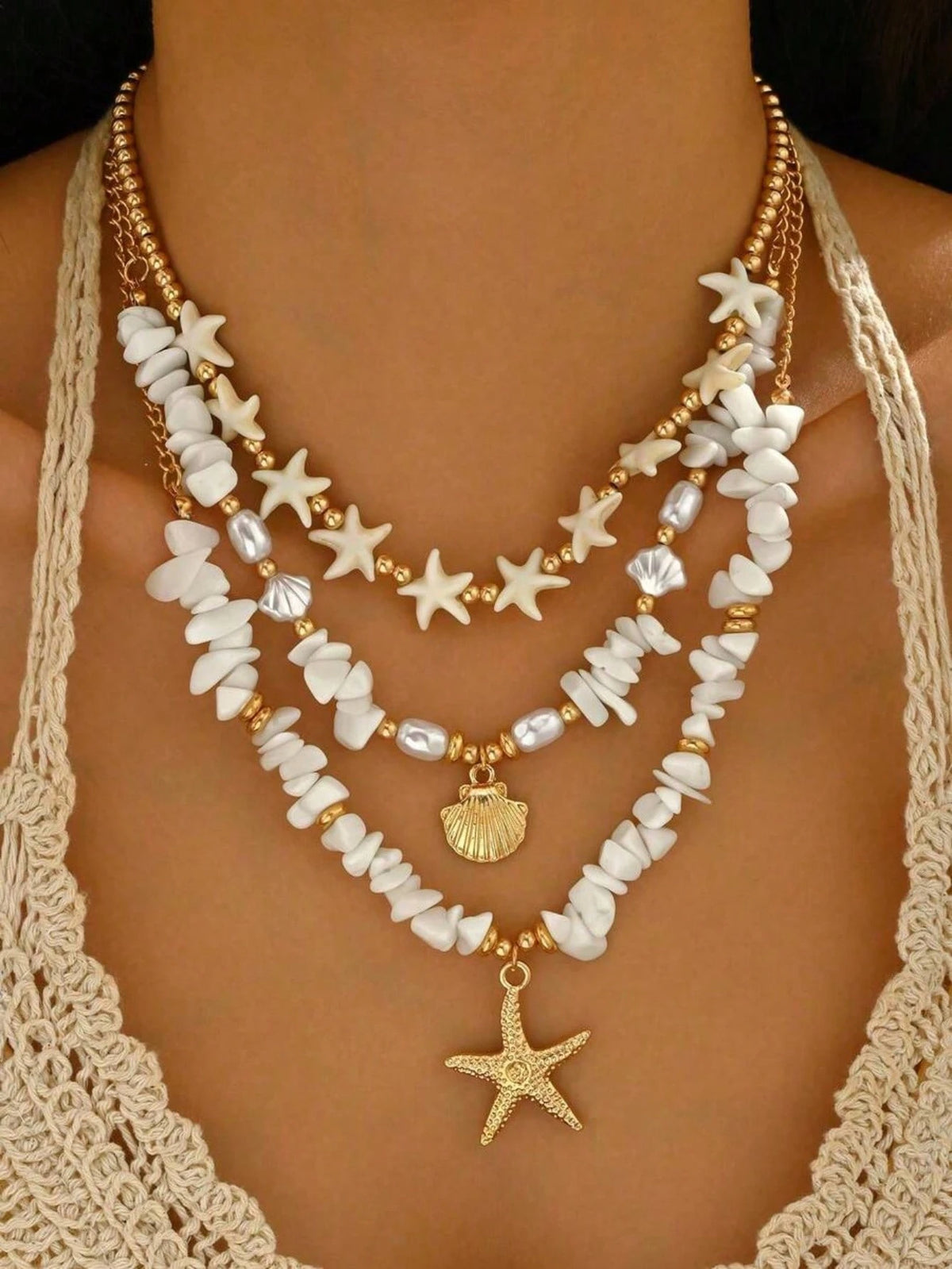 Women's Bohemian Beach Vacation Pendant Necklace Set