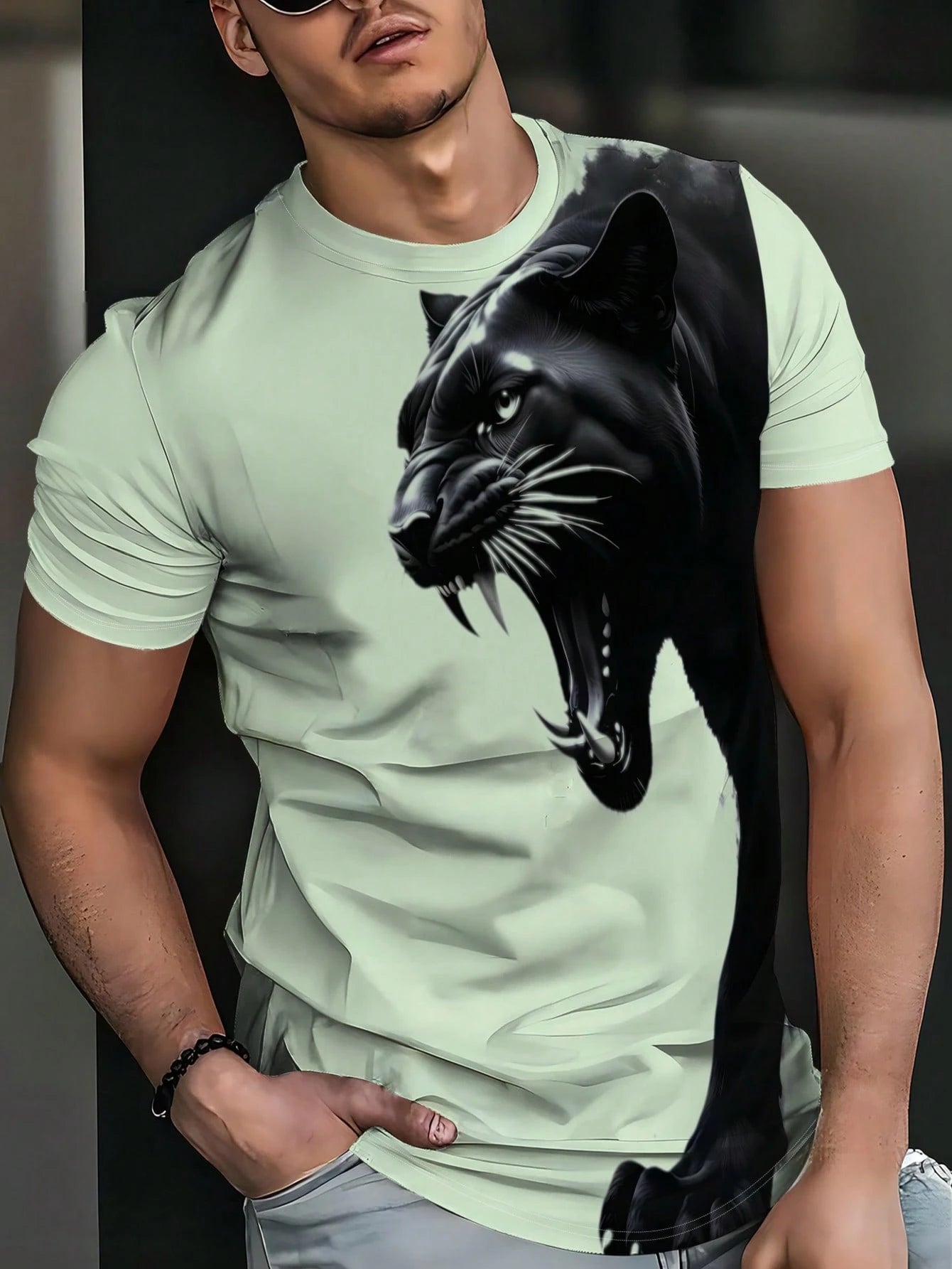 Men's Casual Sports 3D Printed Pattern Crew Neck T-Shirt