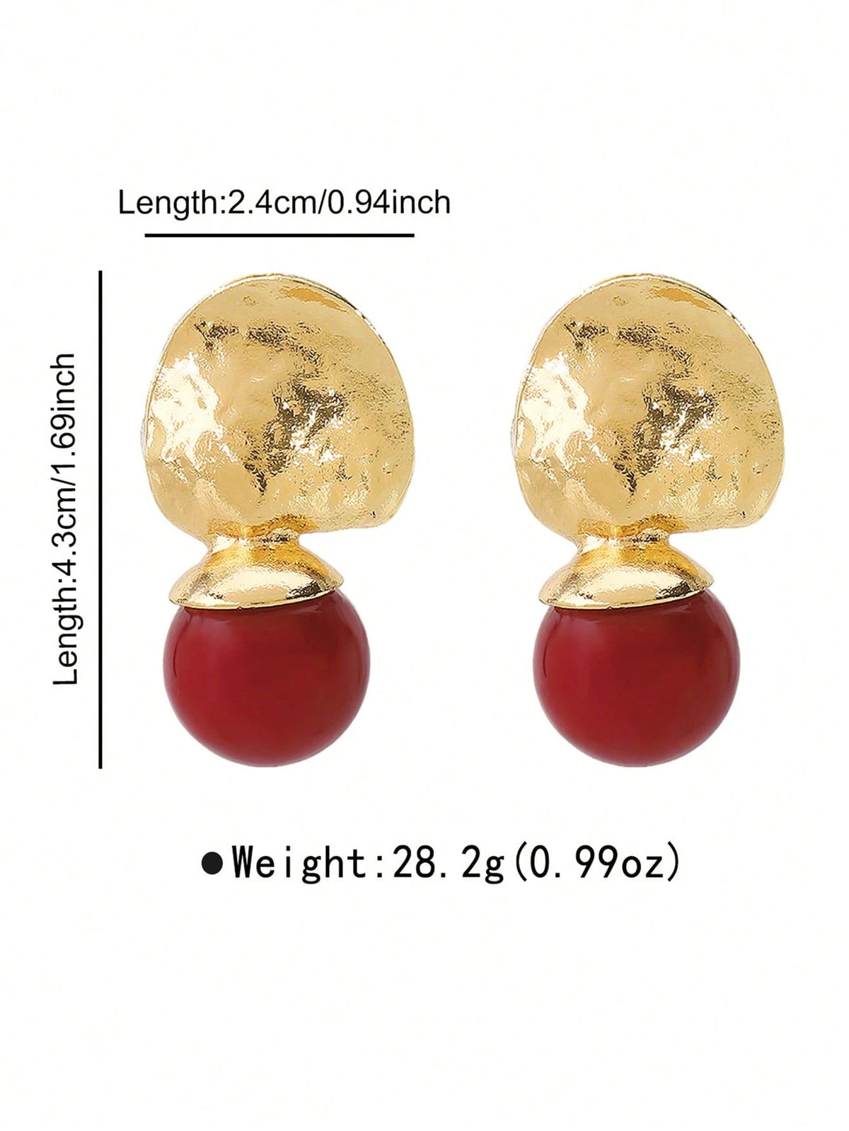 Women's Asymmetrical Red Bead Geometric Pendant Earrings