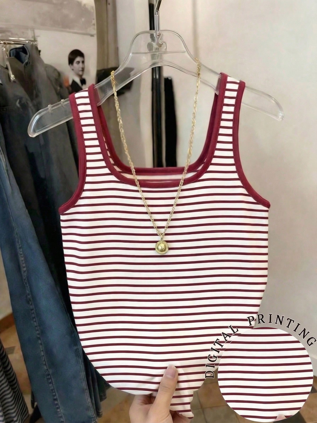 Women's Contrast Collar Trim Summer Basic Camisole Top