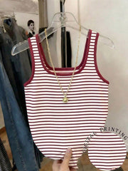 Women's Contrast Collar Trim Summer Basic Camisole Top