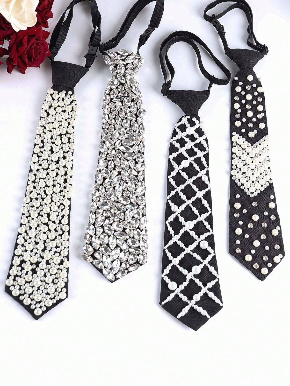 Women's Pearl Rhinestone Bow Tie