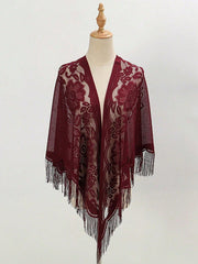 Women's Elegant Lace Fringe Triangle Shawl