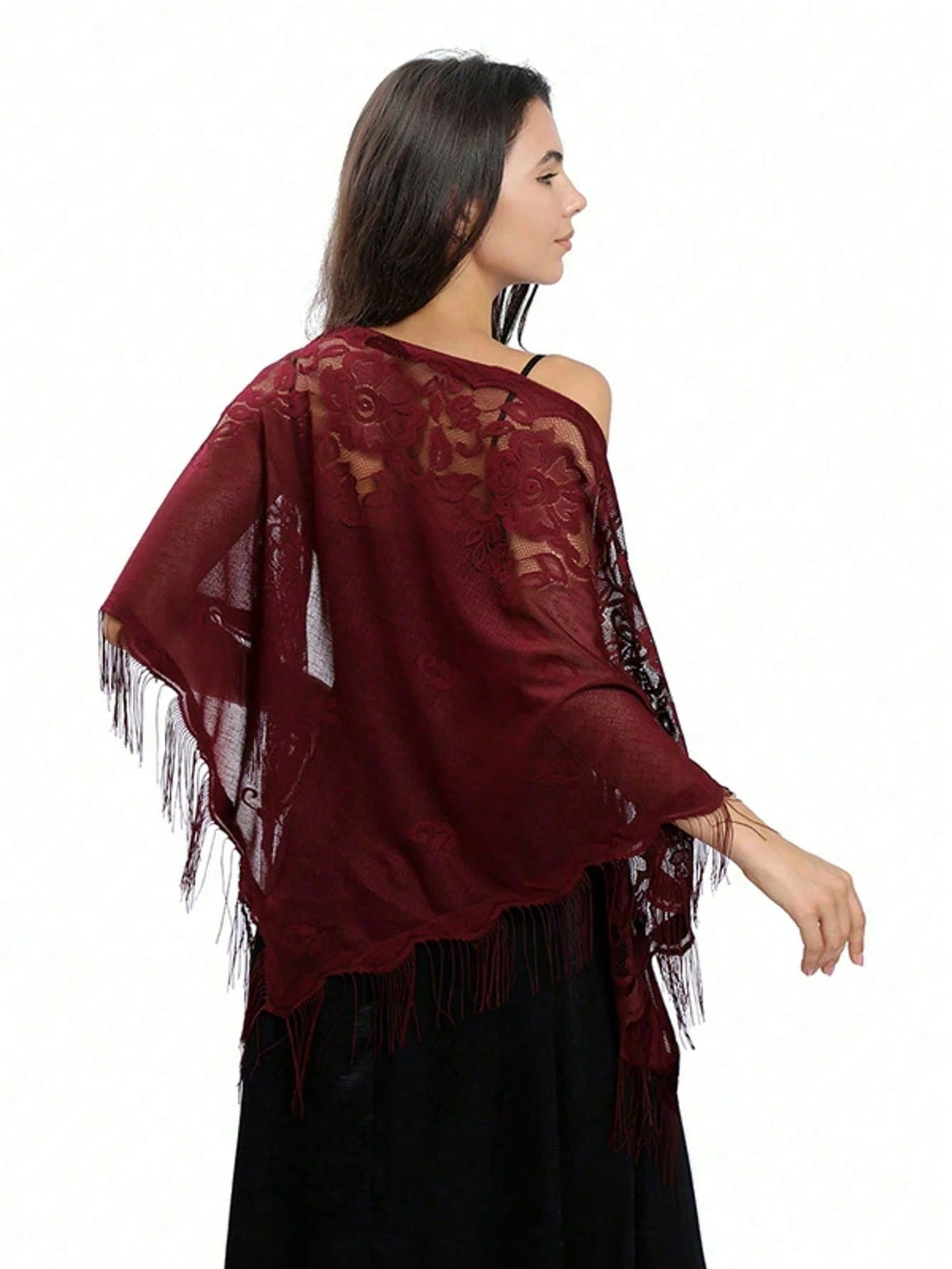Women's Elegant Lace Fringe Triangle Shawl
