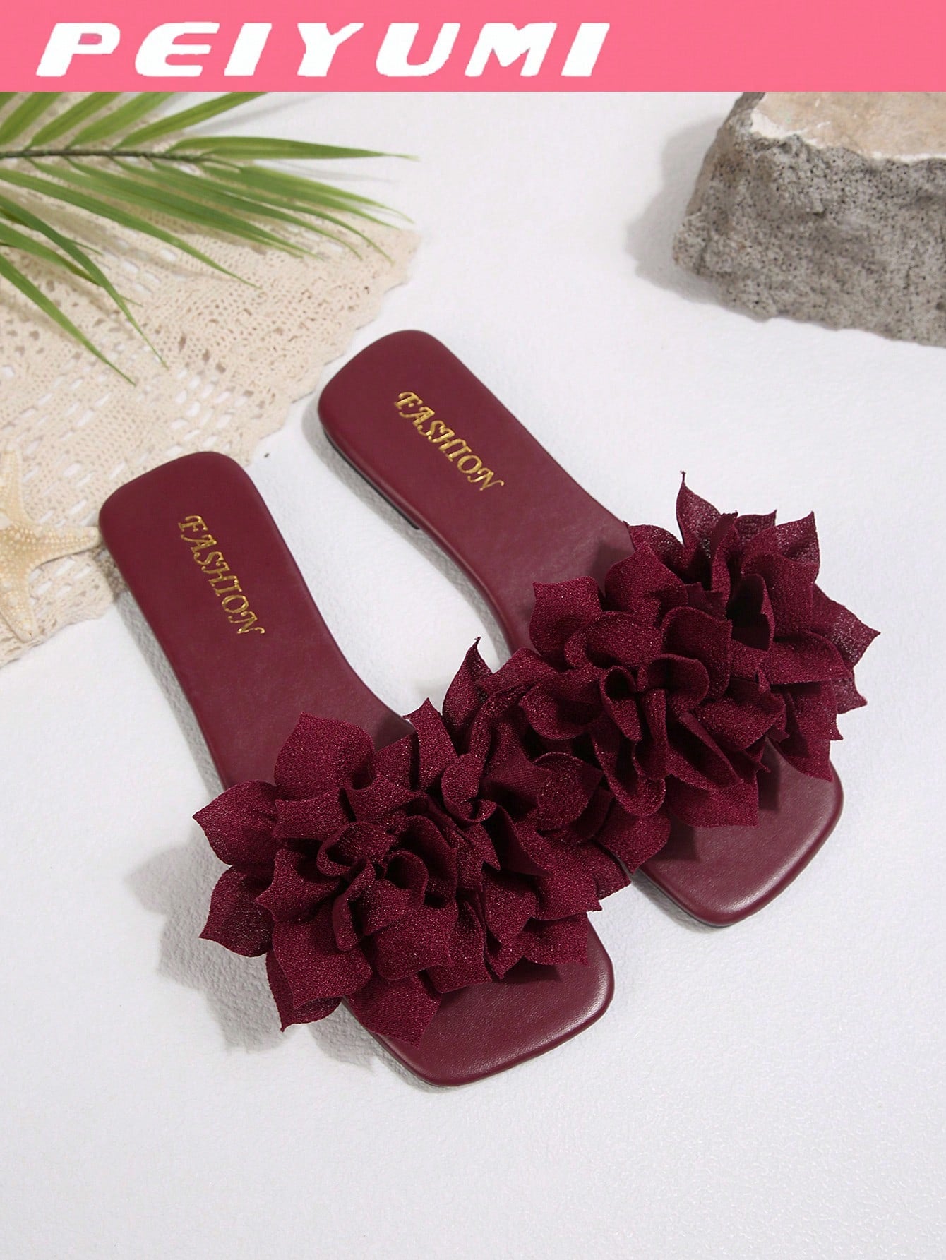Women's Floral Decorated Flat Casual Beach Slide Sandals