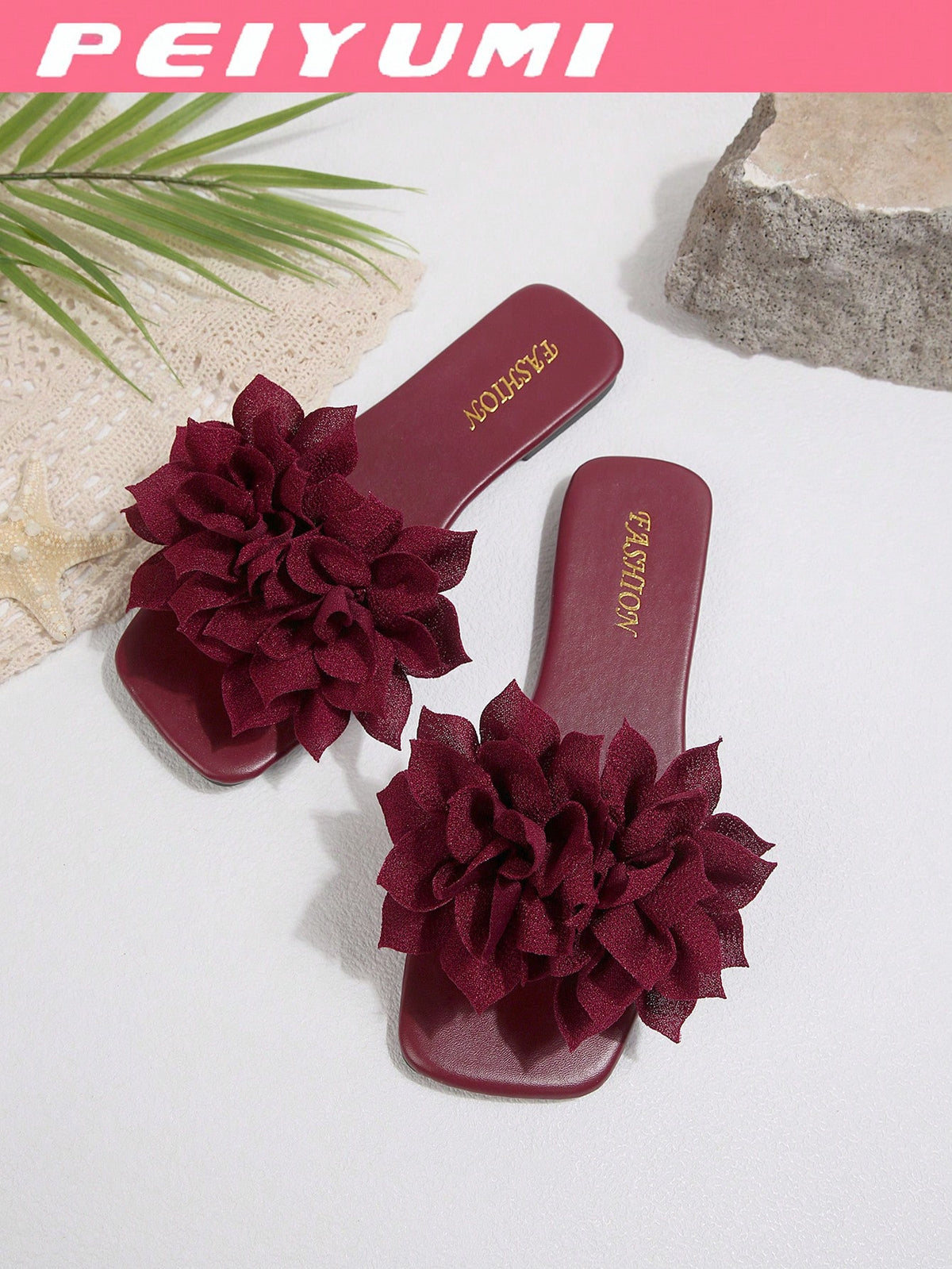 Women's Floral Decorated Flat Casual Beach Slide Sandals