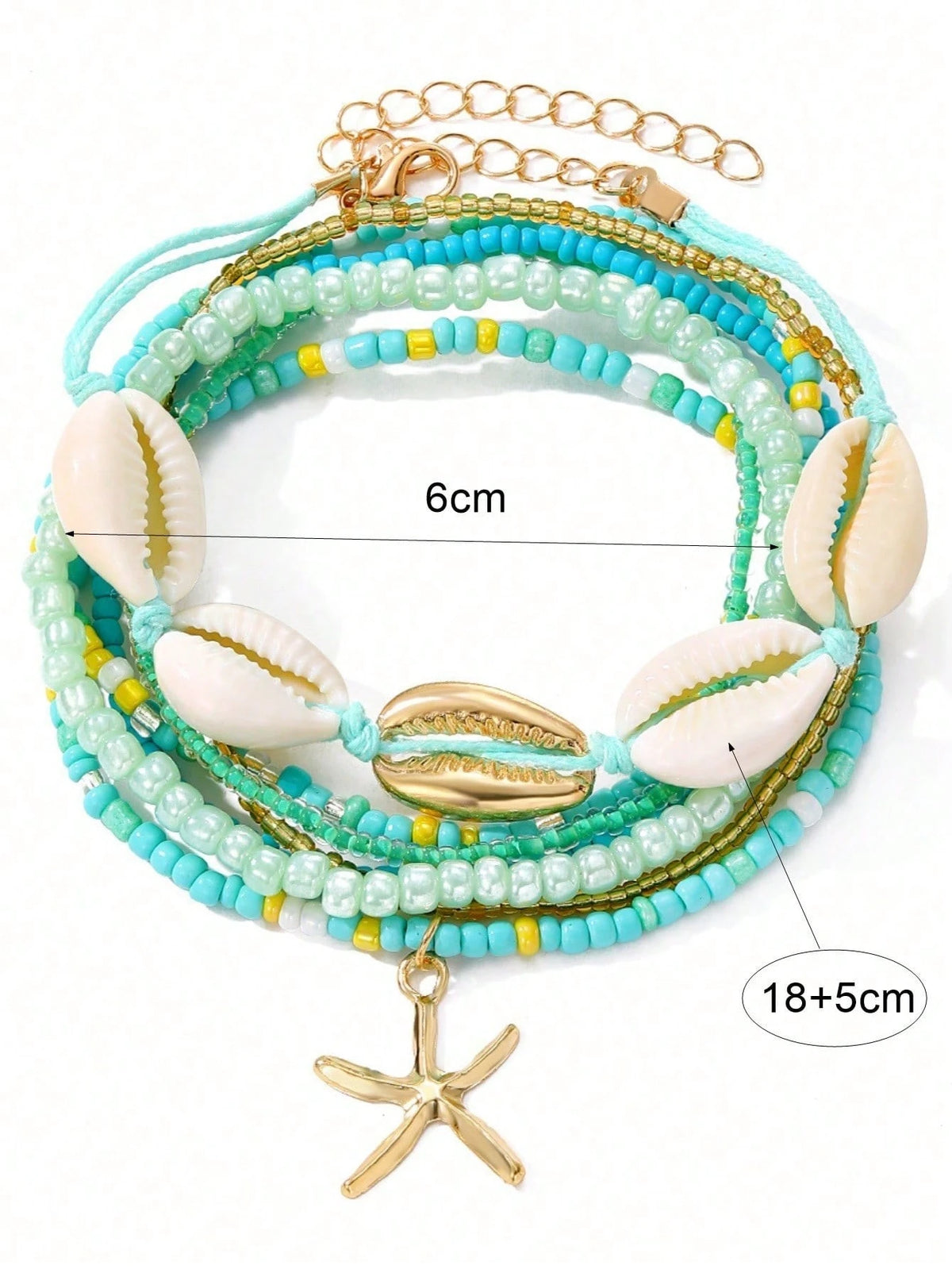 Women's Ocean Style Starfish Shell Pendant Beaded Bracelets Set
