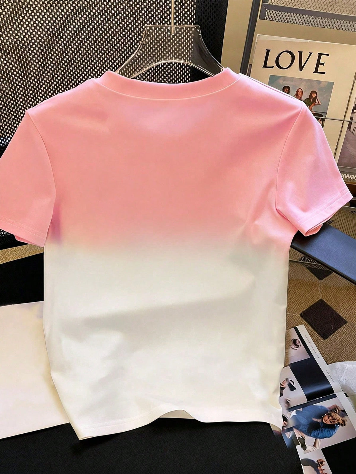 Girls' Ombre Gradient Sequin Butterfly Print T-Shirt